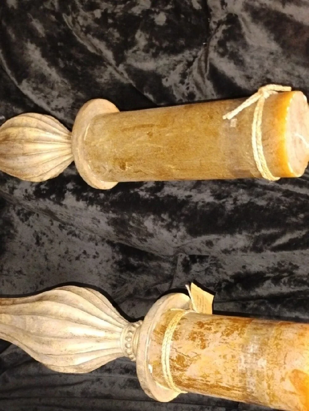 Pier 1 Decorative Tall Candle Holders in Distressed Gold - Set of 2